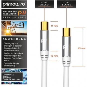 Primewire Ultra HD Fernsehkabel 75 Ω 135 dB – 100 cm, 4‑fache Schirmung