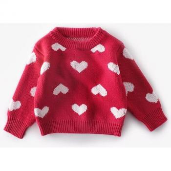 Pull tricoté pour petite fille, col rond, motif romantique, 0-24 mois