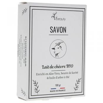 Savon Masque au Lait de Chèvre Bio & Huile d'Arbre à Thé 100 g, Démaquillant & Nettoyant, avec Aloe Vera et Beurre de Karité
