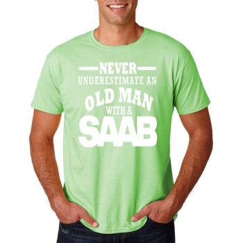 SAAB Never underestimate an old man with an SAAB Men's Tee White Mint Green Size S