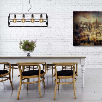 Suspension moderne Fabian 4 lumières E27 métal noir