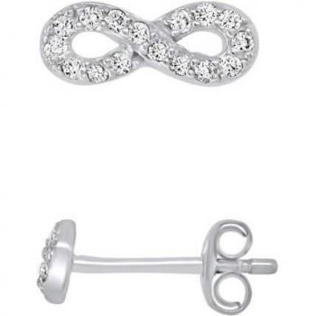 Cercei INFINITI per Bambini in Argento 925 Placcato Rodiato e Zirconio