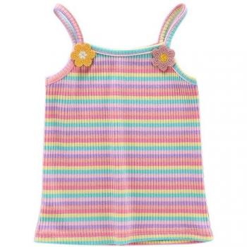 Girls Cartoon Cotton Undershirt with Little Flower Design