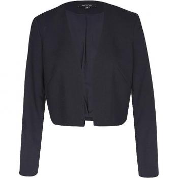 Bolerojacke COMMA Gr. 46, blau (navy) Damen Jacken ohne Verschluss und extra kurz