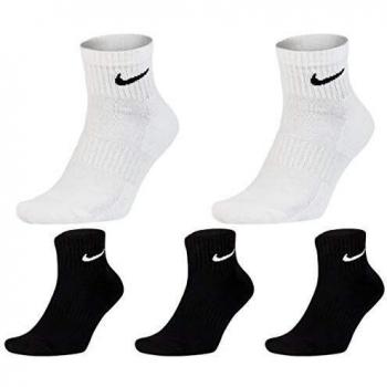 Nike Three Pack Quarter Socks Mens Unisex Black/White S