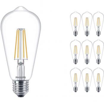 Boîte de 10 Ampoules LED Philips 7W E27 Filament Clair