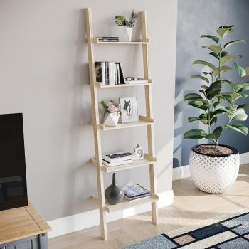 Pine 5 Tier Ladder Bookcase