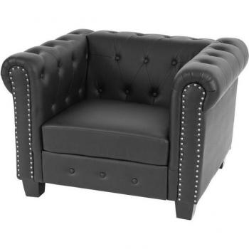 Chesterfield Loungesessel Edinburgh, schwarz, mit Rautenmuster