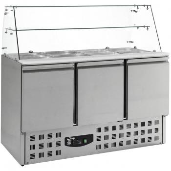 3-Door Refrigerated Saladette with Glass Front