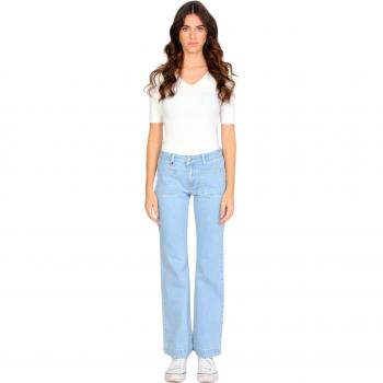 Jeans blu chiaro a vita media donna bootcut in cotone elasticizzato F.A.M. Paris Bella
