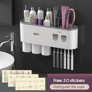 Dual Toothpaste Dispenser Wall-mounted Toothbrush Holder