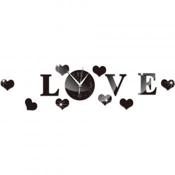 Amour 3D Miroir Horloge Élégance