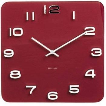 Karlsson Elegante Burgunderroter Glas-Wanduhr – Größe 1