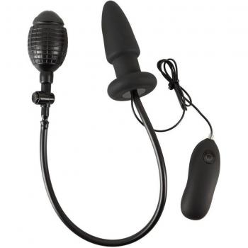 Plug Anale in Silicone Nero con Telecomando e Vibrazione Gonfiabile