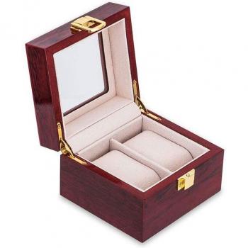 Luxe Holz-Uhrenhalterung: 2‑Fach‑Box mit Schlüsselaufbewahrung