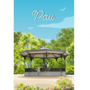 Peinture Imprimée Kiosque Jardin Pau 30x45 cm