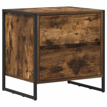 Table de chevet en bois d'ingénierie Chêne Fumé 50 x 39,5 x 50 cm