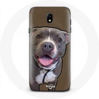 Samsung Galaxy J5 2017 Case with Pitbull Dog Design in White Gray
