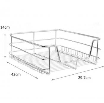 Cestelli Estraibili in Acciaio per Cucina Cassetti Organizzazione Credenza Cesto in Acciaio con Telaio e Binari per Dispensa da 40cm Organizza Unità
