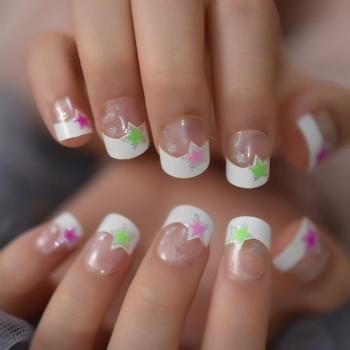 Student Size Silver Smile Line French Nails