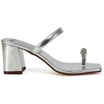 Women's Daiquiri Dual‑Strap Square Toe Block Sandals in Silver