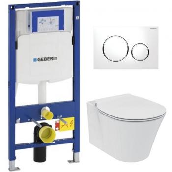Kit WC Bati Ideal Standard + Geberit Duofix & Sigma20 Blanc Chrome