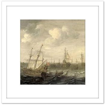 Artery8 White Mount: Dutch Herring Fleet – 8x8” Framed Artwork