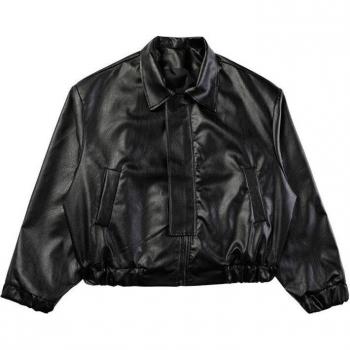 Veste homme en cuir PU, style classique à revers, biker foncé