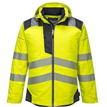 Portwest PW3 Hi Vis Soft Shell Winter Rain Jacket Yellow / Navy M