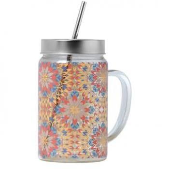 Té en Vidrio Sky con Tapa y Pajita