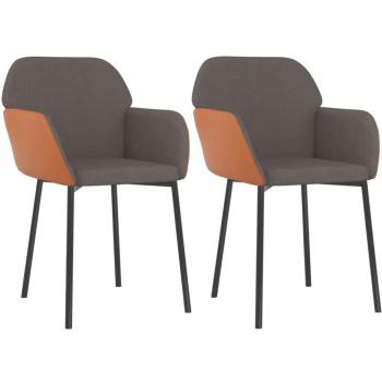 VidaXL Dining Chairs 2 pcs Dark Gray Fabric and Faux Leather