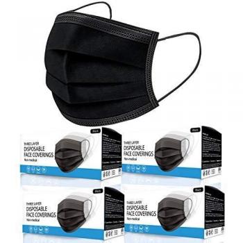 PureBreathe 200‑Unit Black Disposable Masks – Sensitive Skin Compatible