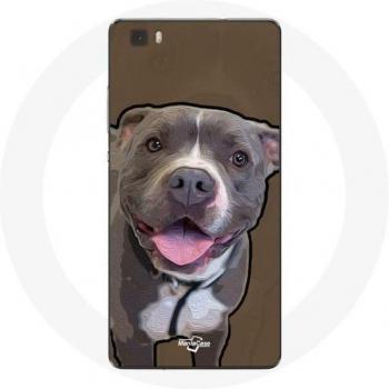 Pitbull Dog Case für Huawei P8 Lite Weiß Grau