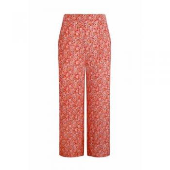 Wide Leg Sarita LivaEco Viscose Printed Trousers (Dark Red)
