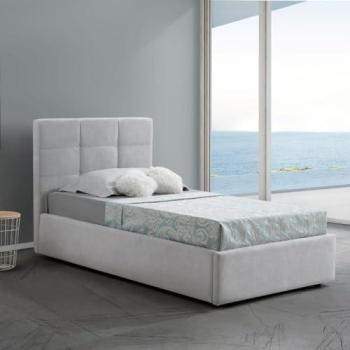 Toscohome Letto Singolo con Contenitore in Tessuto Grigio – Napoli