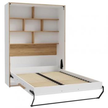 Confort Escamotable 140 × 200 cm « Conan » – Blanc + Chêne, Poignée Métallique