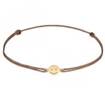 Elli Armband Smiley Textil 925 Silber vergoldet