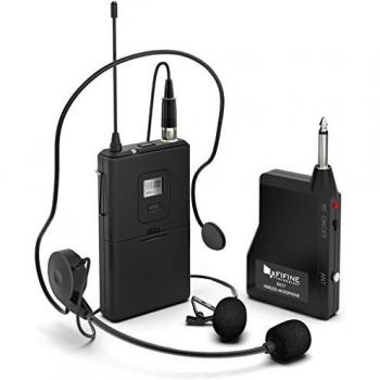 Wireless Microphone System,FIFINE Wireless Microphone Set with Headset and Lapel