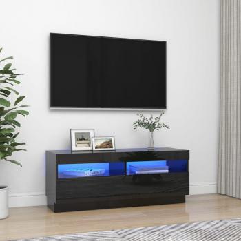 TV-Bank Hochglanz Schwarz mit LED-Leuchten 100x35x40 cm