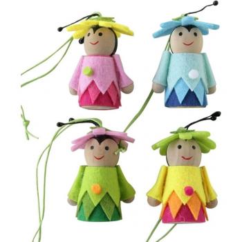Colgante Bichitos del Bosque en Madera y Fieltro, Set de 4, Multicolor