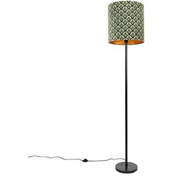 Lámpara de pie negra con diseño de pavo real dorado 40cm
