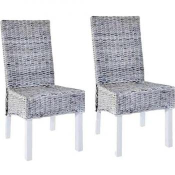 VidaXL Pack de 2 sillas de comedor Kentucky ratán Kubu 93x46x61 cm