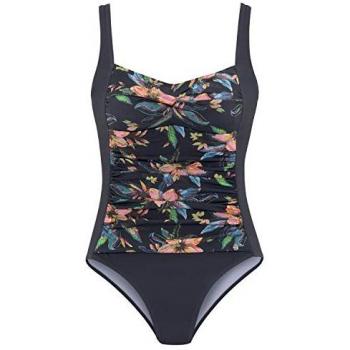 LASCANA Badeanzug Malia Damen Gr. 48, Cup D, anthrazit mit Print