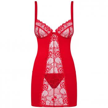 Nachthemd Heartina Chemise in Rot von Obsessive inkl. String (Größe XL)