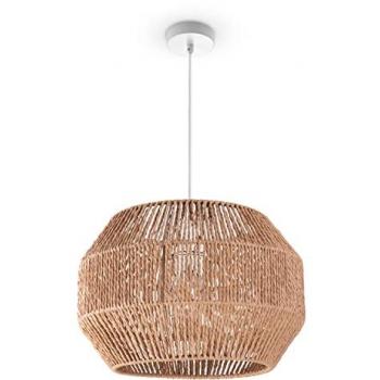 Pendelleuchte Hugo Yago, E27, Boho Rattan Optik, Papier, Ø35cm
