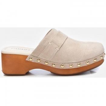 Zuecos de piel para mujer con tacón de 5cm