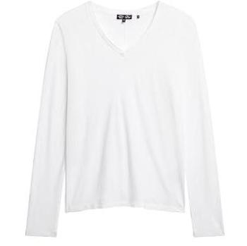 Haut Manches Longues Col V Superdry Femme en Blanc