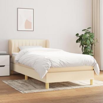 VidaXL Letto a Molle con Materasso Crema 100x200 cm in Tessuto