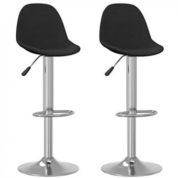 Ensemble de 2 Tabourets de Bar, Chaise Publique, Confortable Meuble de Cuisine ou Salon, Revêtu de Tissu Noir