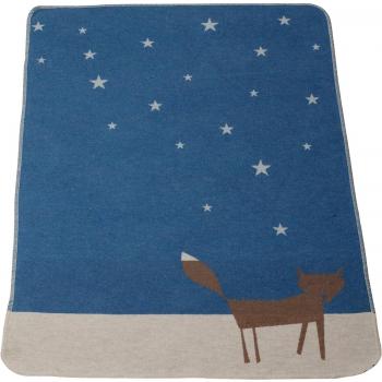 David Fussenegger – Babydecke „Juwel“ mit Fuchs‑Sternenmuster, blau, 70 × 90 cm